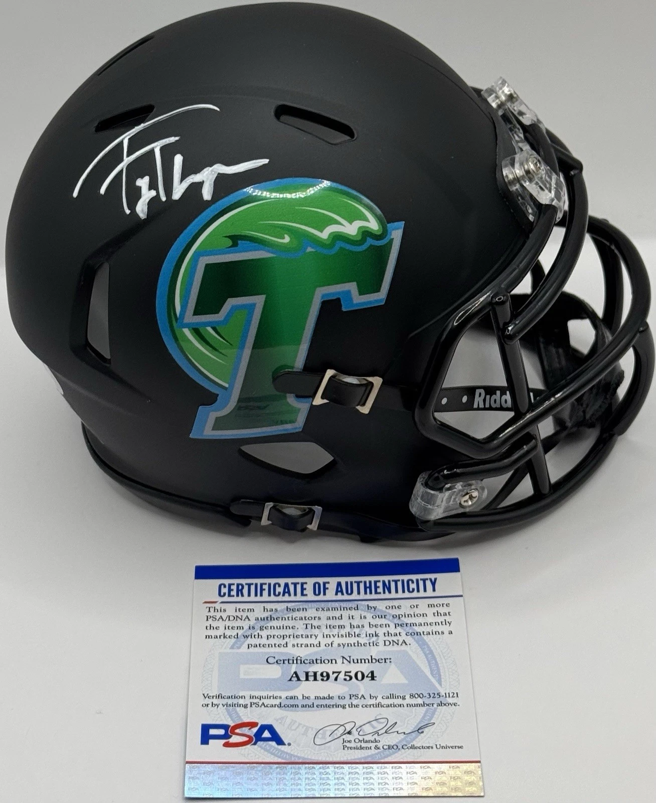 Ty Thompson Signed Autographed Tulane Green Wave Mini Helmet PSA/DNA