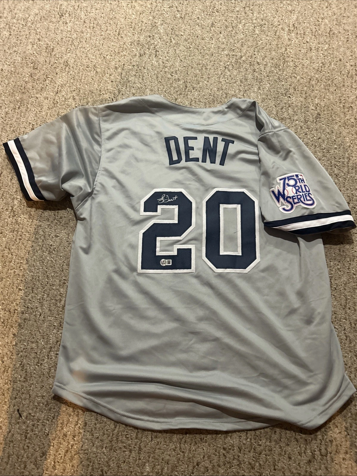 NEW YORK YANKEES- BUCKY DENT SIGNED AUTOGRAPH JERSEY BAS COA 1978 WORLD SERIES