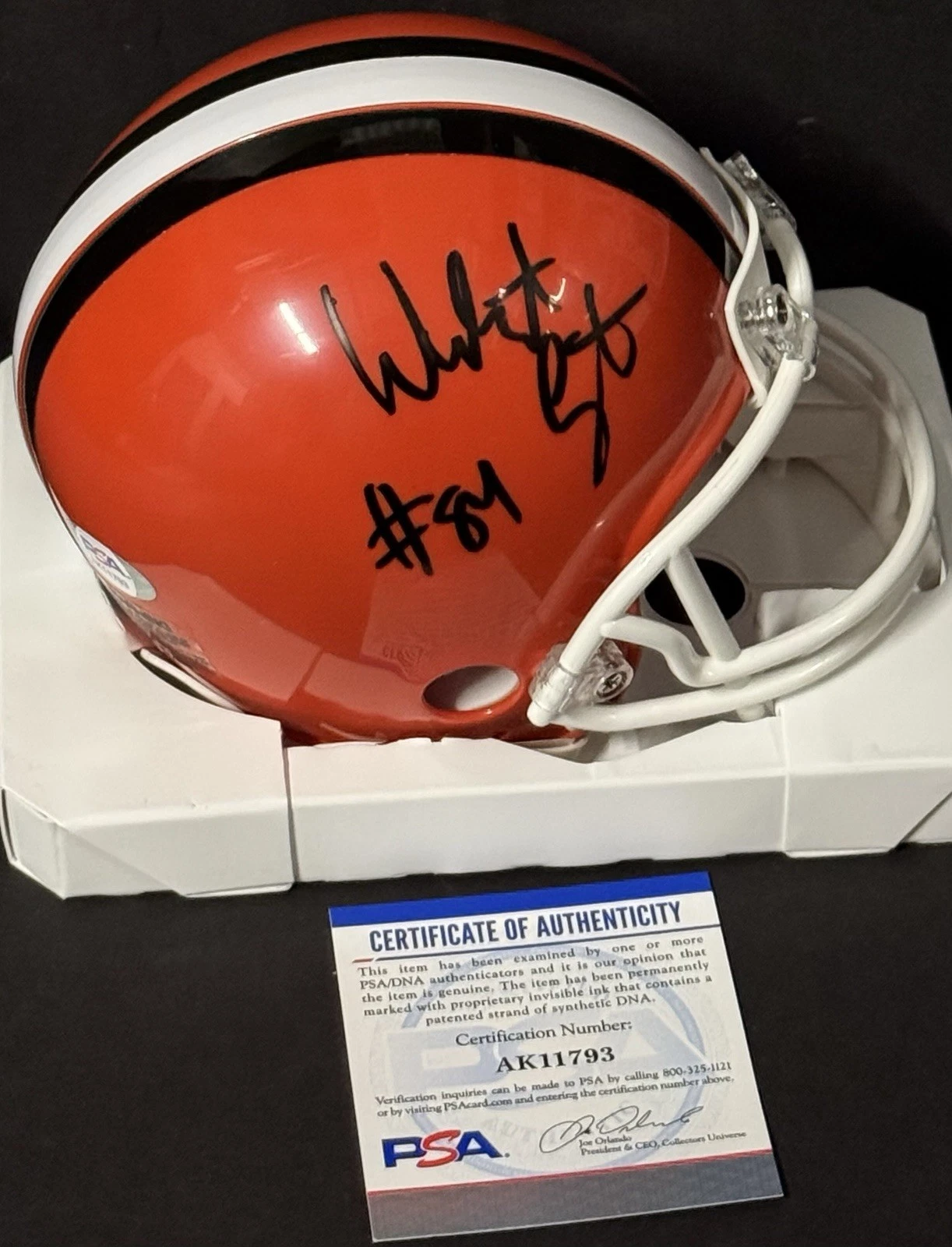 Webster Slaughter Signed Autographed Cleveland Browns Mini Helmet PSA/DNA