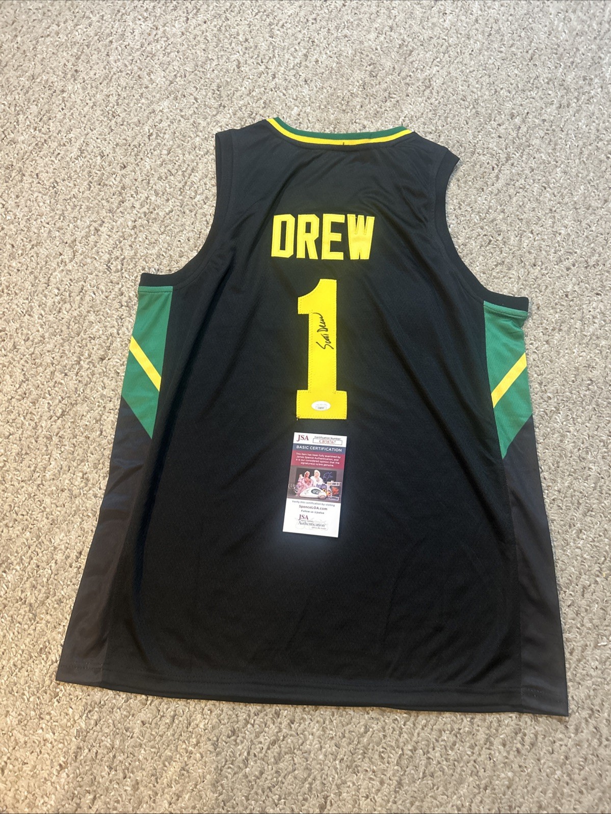 BAYLOR BEARS- SCOTT DREW SIGNED AUTOGRAPH JERSEY JSA COA 2021 CHAMPS BASKETBALL