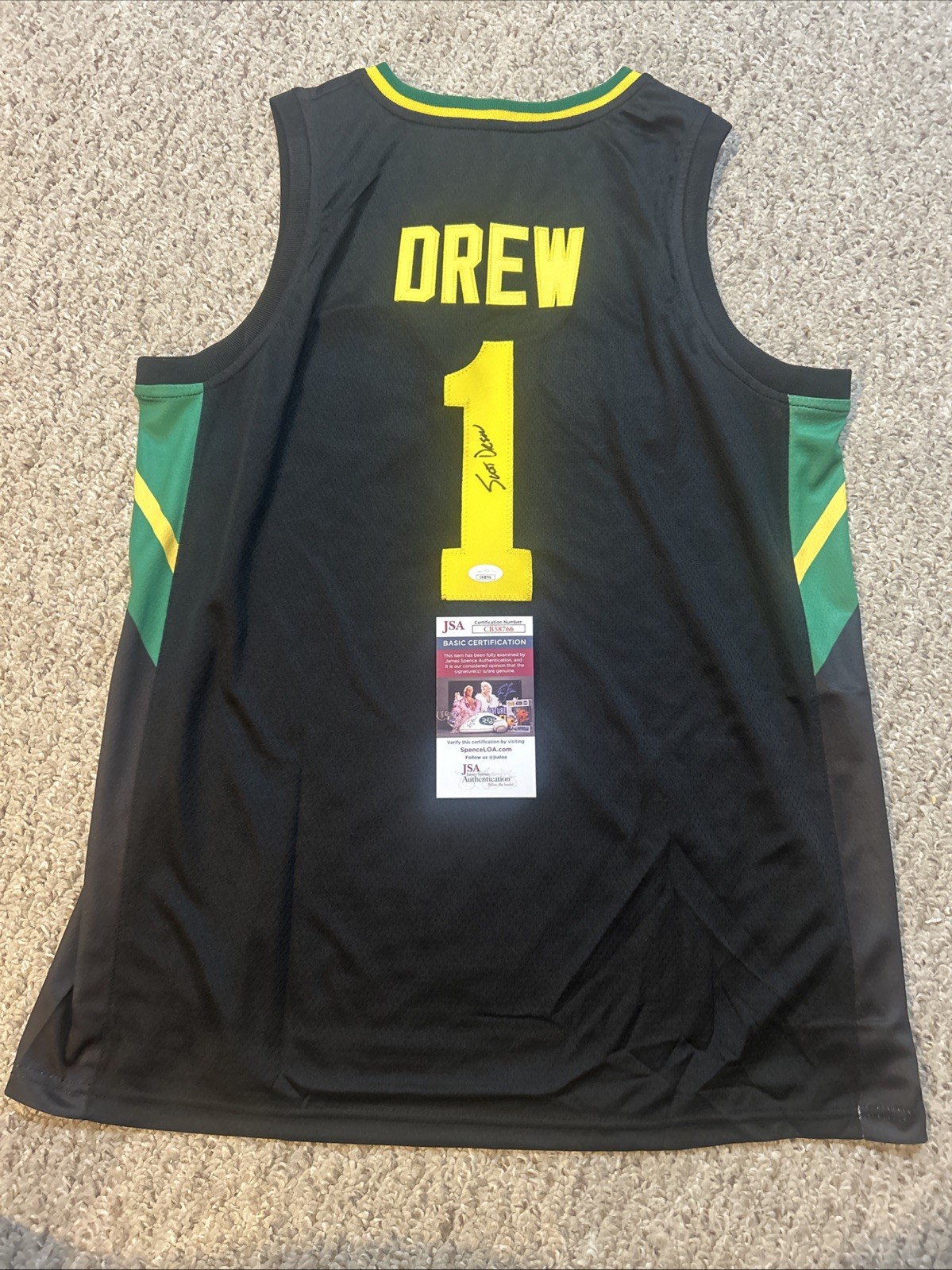 BAYLOR BEARS- SCOTT DREW SIGNED AUTOGRAPH JERSEY JSA COA 2021 CHAMPS BASKETBALL