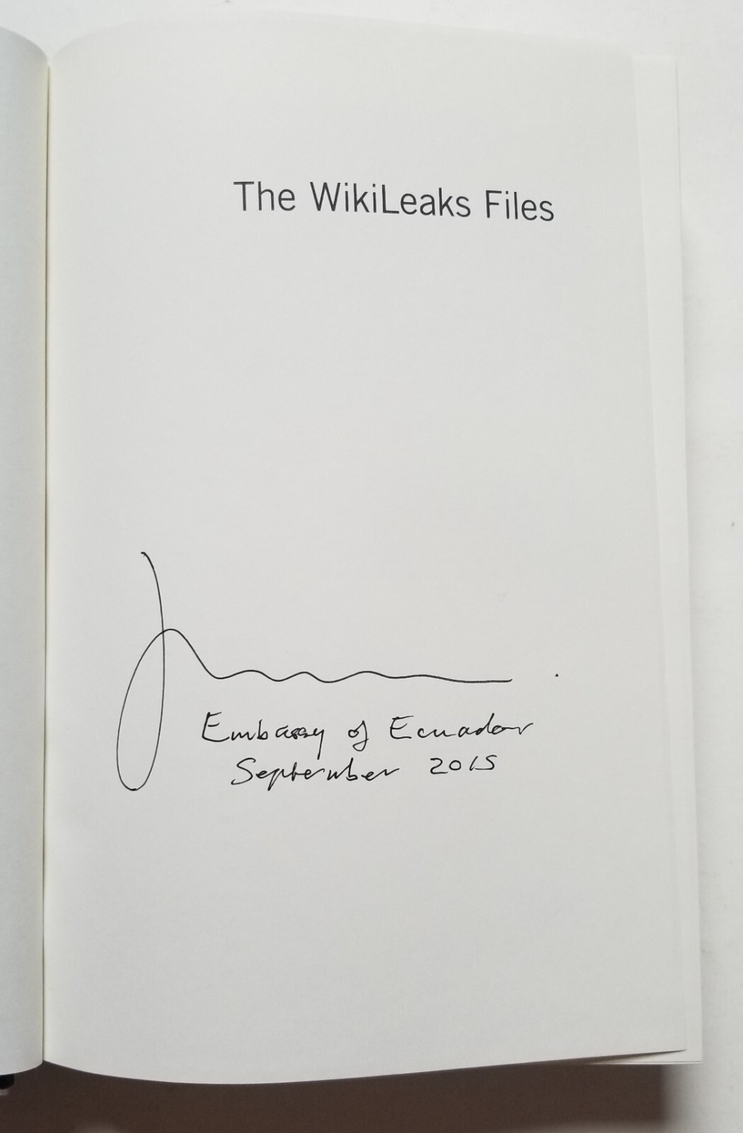 Julian Assange REAL SIGNED The Wikileaks Files Hardcover Book JSA LOA Autograph