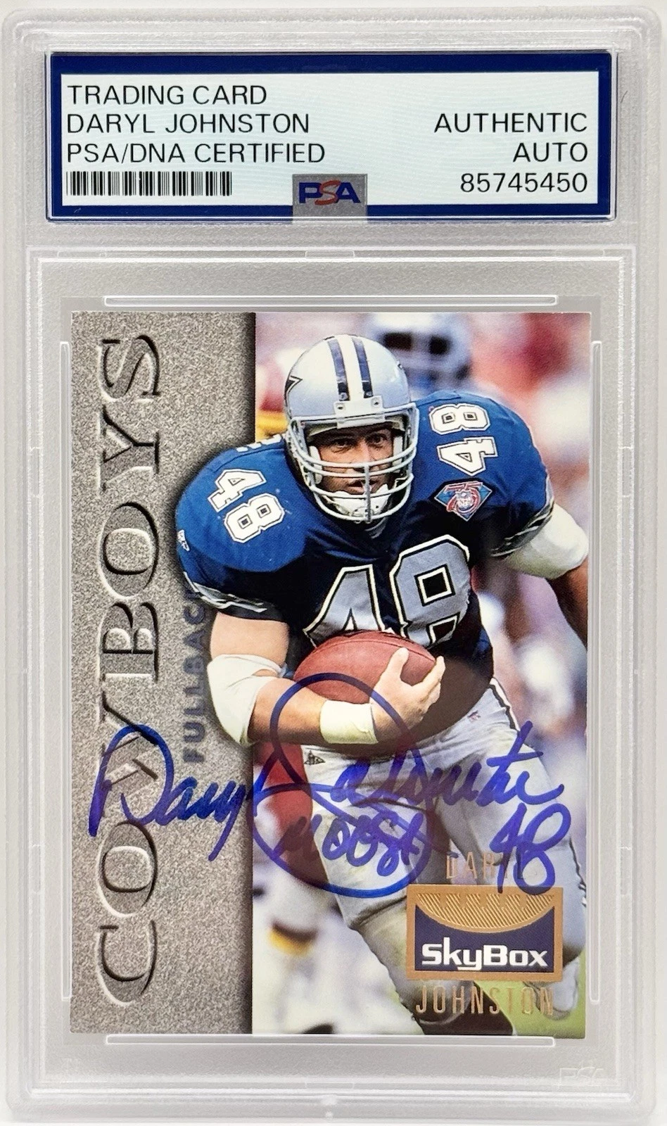 Daryl Johnston Signed 1995 Skybox Card Dallas Cowboys PSA/DNA Slabbed