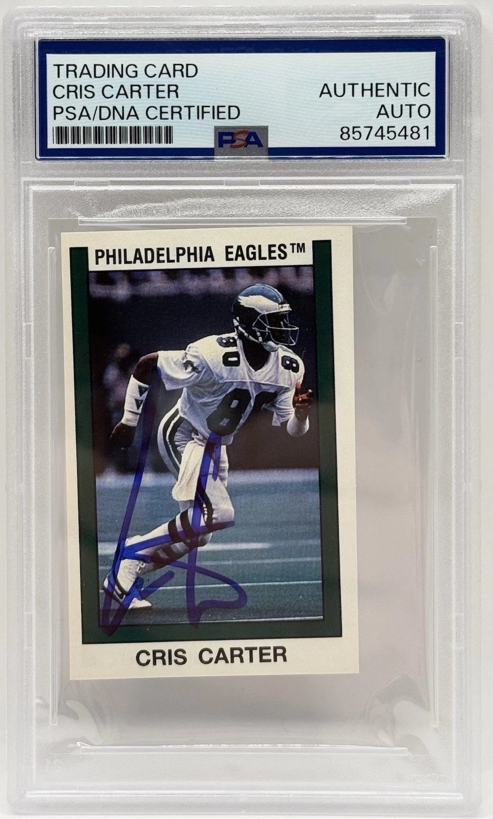 Cris Carter Signed Auto 1989 Panini Rookie Card Eagles Vikings PSA/DNA Slabbed