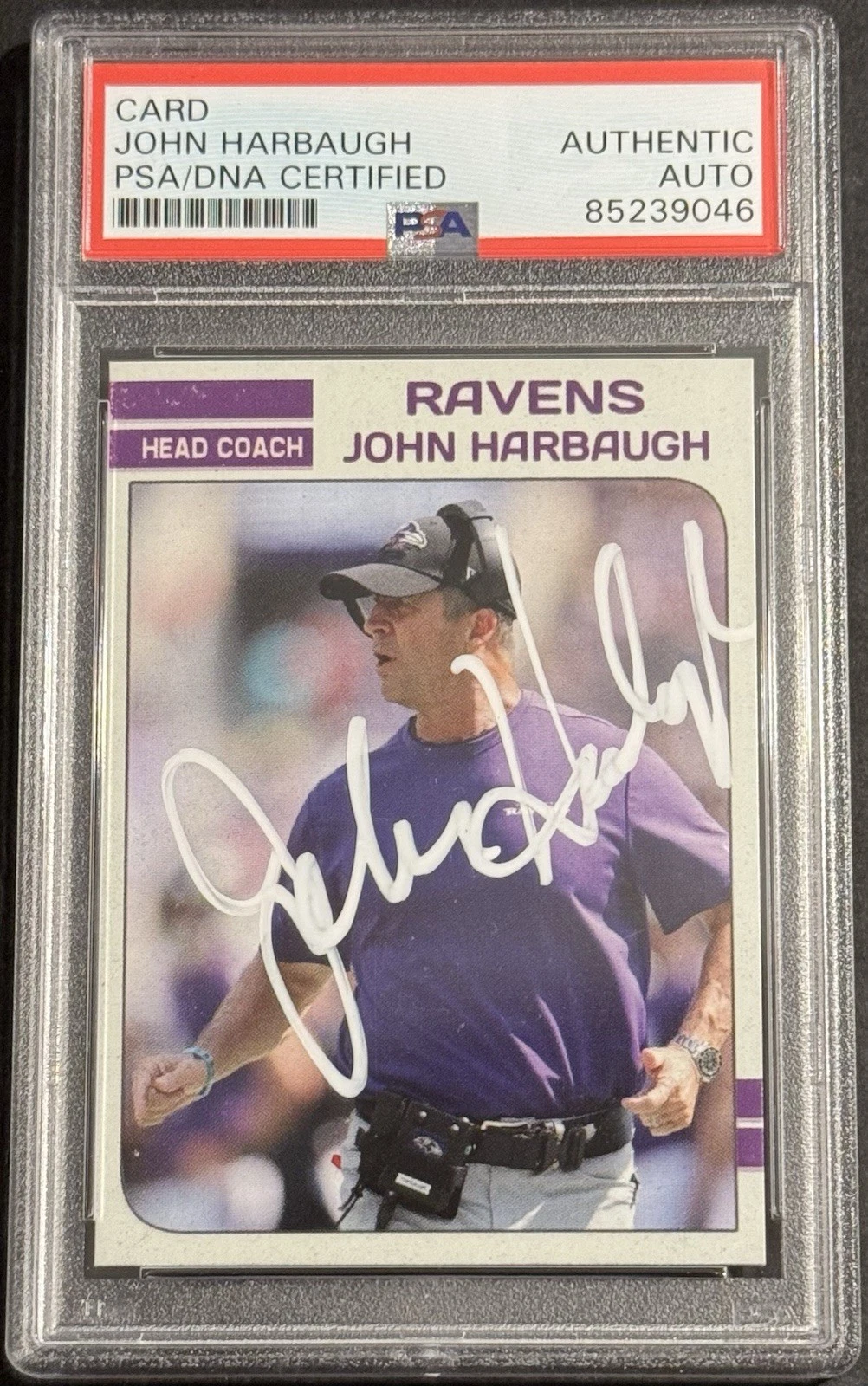 John Harbaugh Signed Autographed Baltimore Ravens Custom Card PSA/DNA Slabbed
