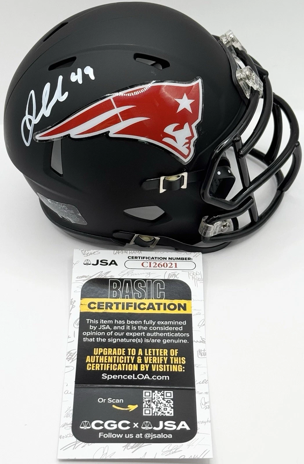 Joe Cardona Signed Autographed New England Patriots Mini Helmet JSA COA