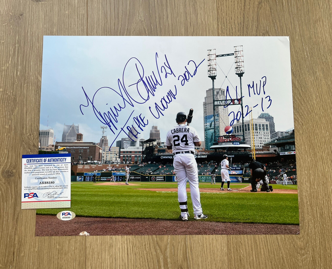 Miguel Cabrera Signed 11x14 Photo “TRIPLE CROWN 2012” “AL MVP 2012-13” Psa/Dna