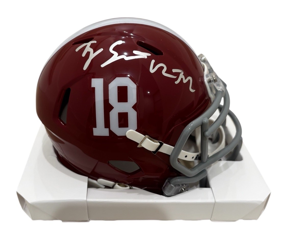 Ty Simpson Signed Alabama Crimson Signed Mini Helmet “RTR” Roll Tide Roll Auto