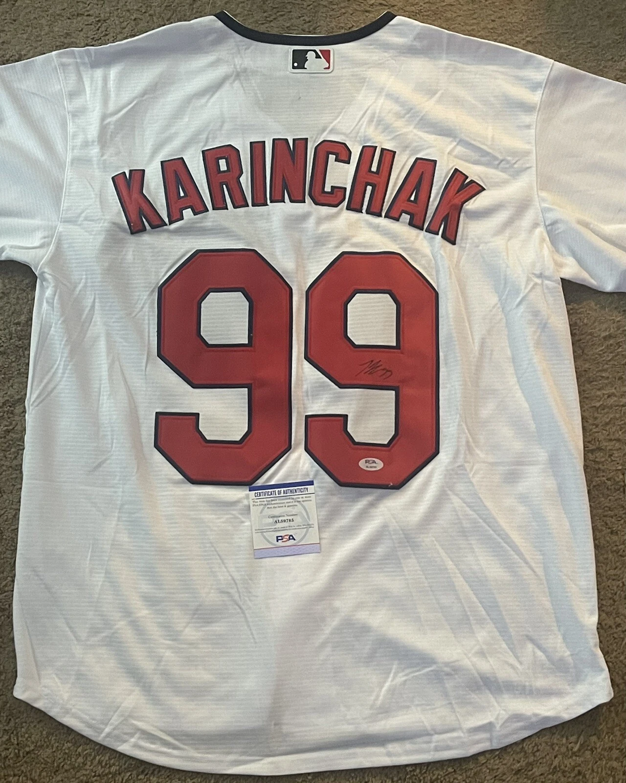 James Karinchak Signed Autographed Cleveland Indians Guardians Jersey JSA