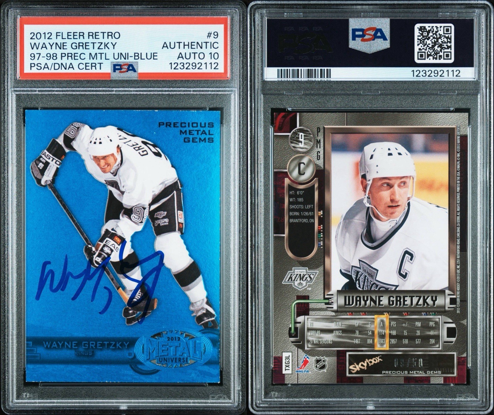 Wayne Gretzky Signed 2012 Fleer Metal Universe Precious Gems Blue Auto PSA 10