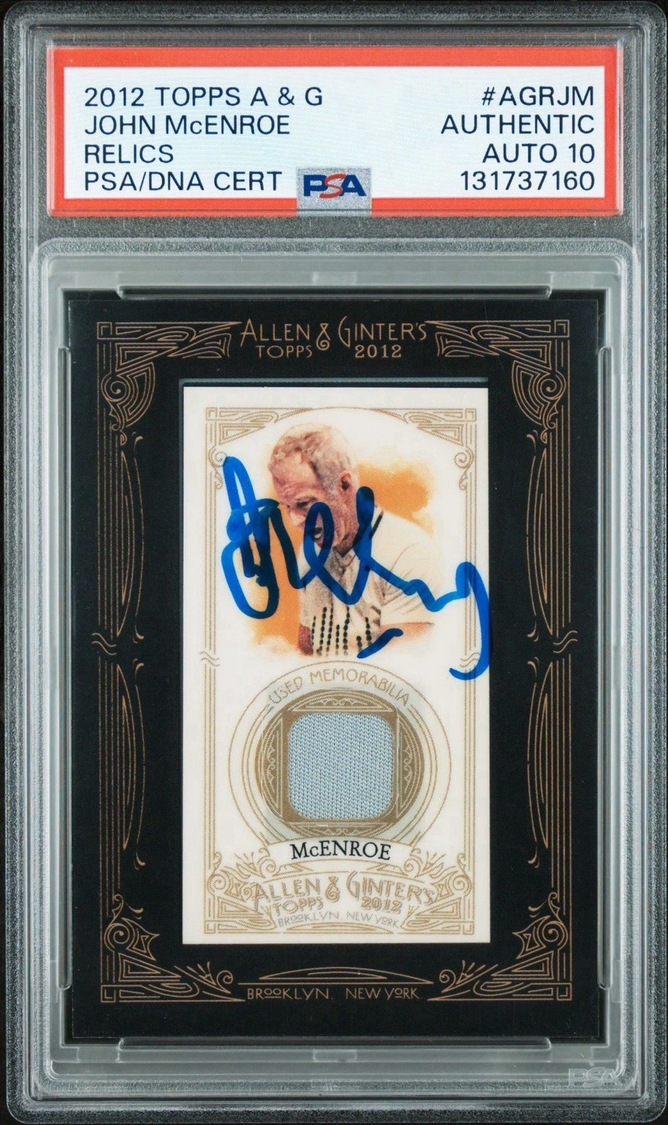 2012 Topps Allen & Ginter’s John McEnroe Signed Tennis Relics PSA/DNA AUTO 10