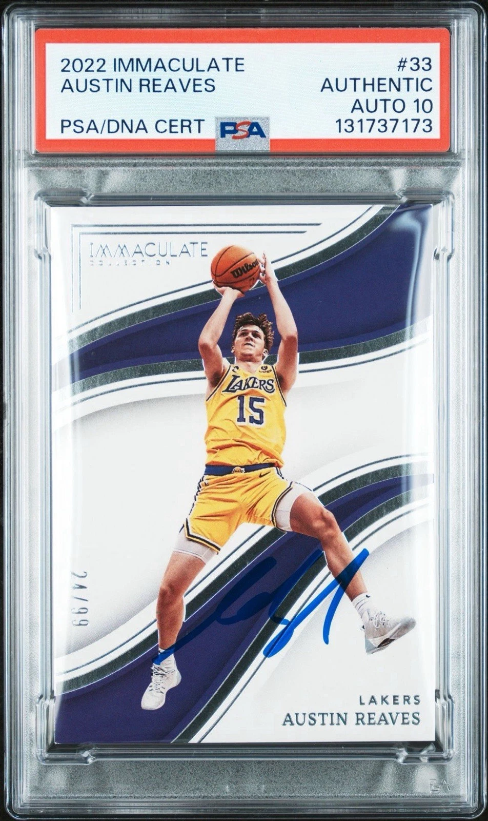 2022 Panini Immaculate #33 Austin Reaves Signed Lakers Card /99 PSA/DNA AUTO 10
