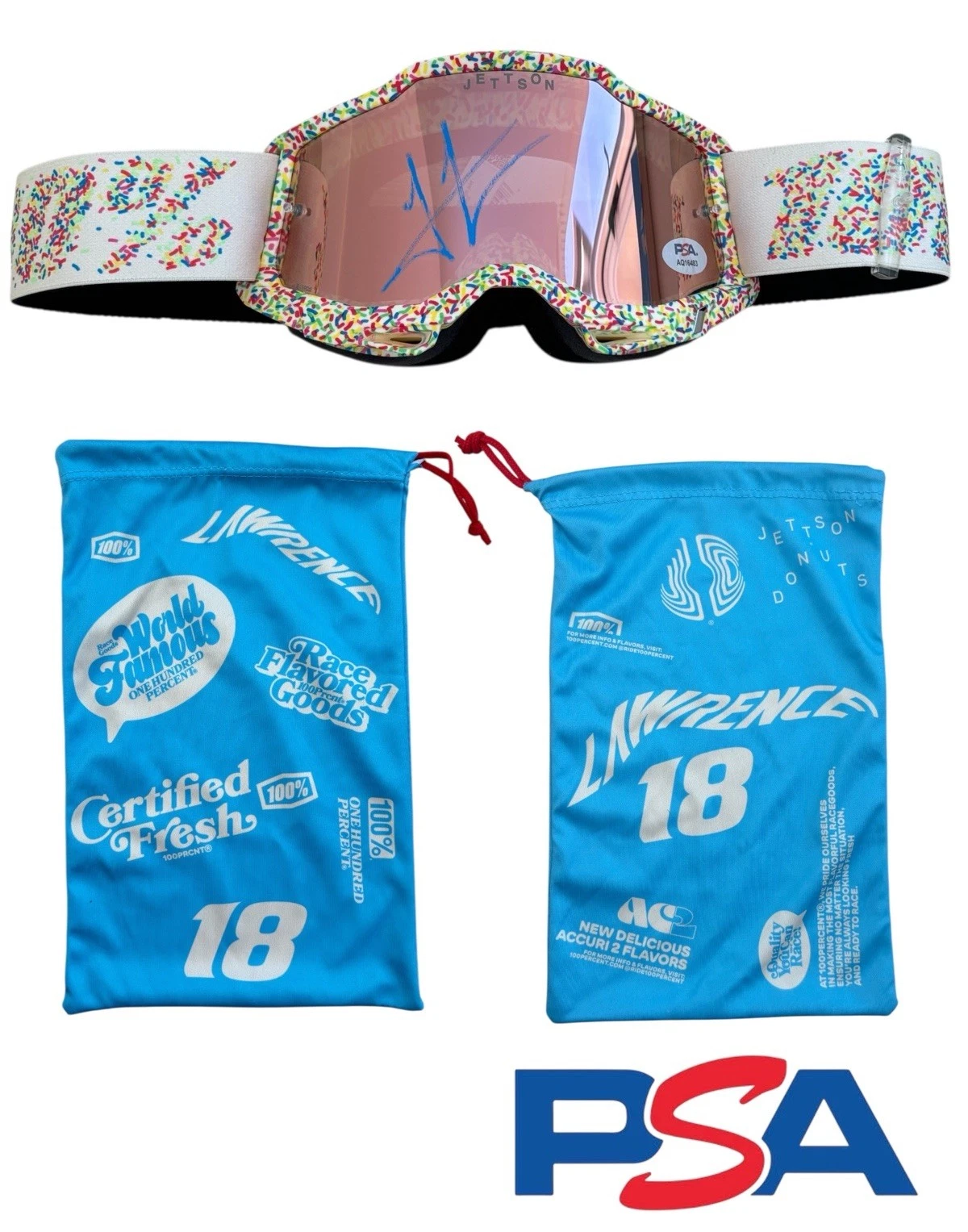 Jett Lawrence Signed 100% Accuri 2 Supercross Goggles Donut Limited #18 PSA AUTO