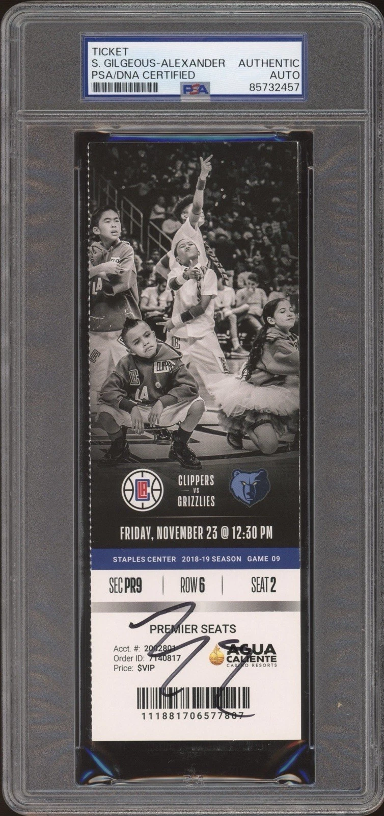 Shai Gilgeous-Alexander Signed Rookie Season Ticket Stub 11/23/2018 PSA/DNA AUTO