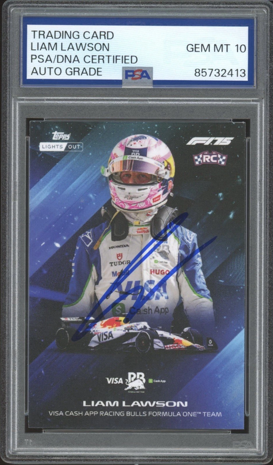 2025 Topps Lights Out F1 Liam Lawson Signed Bright Future Rookie PSA 10 AUTO RC