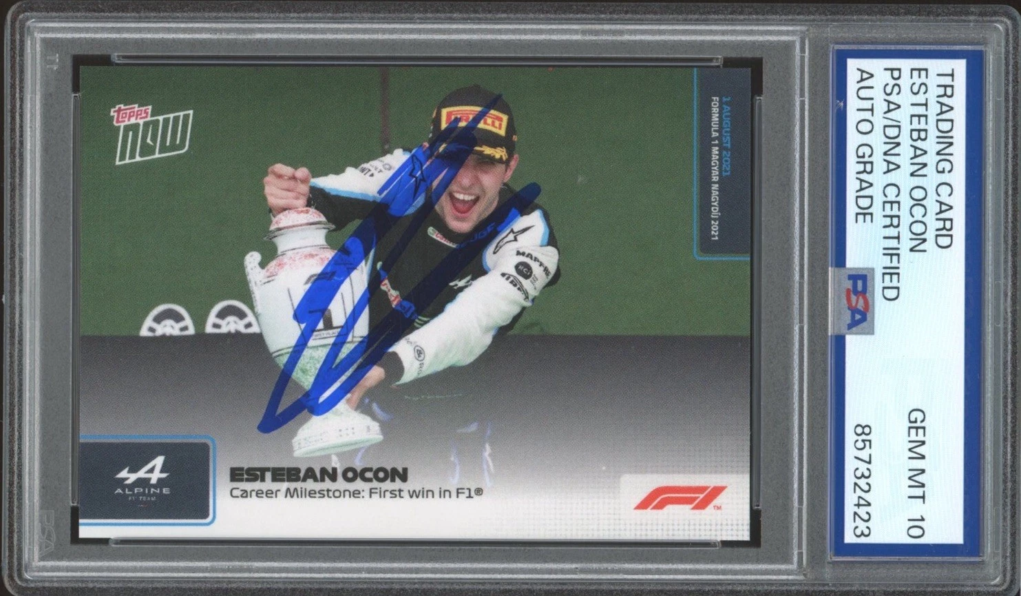2021 Topps Now F1 #37 Esteban Ocon Signed First Win In F1 Card PSA/DNA 10 AUTO