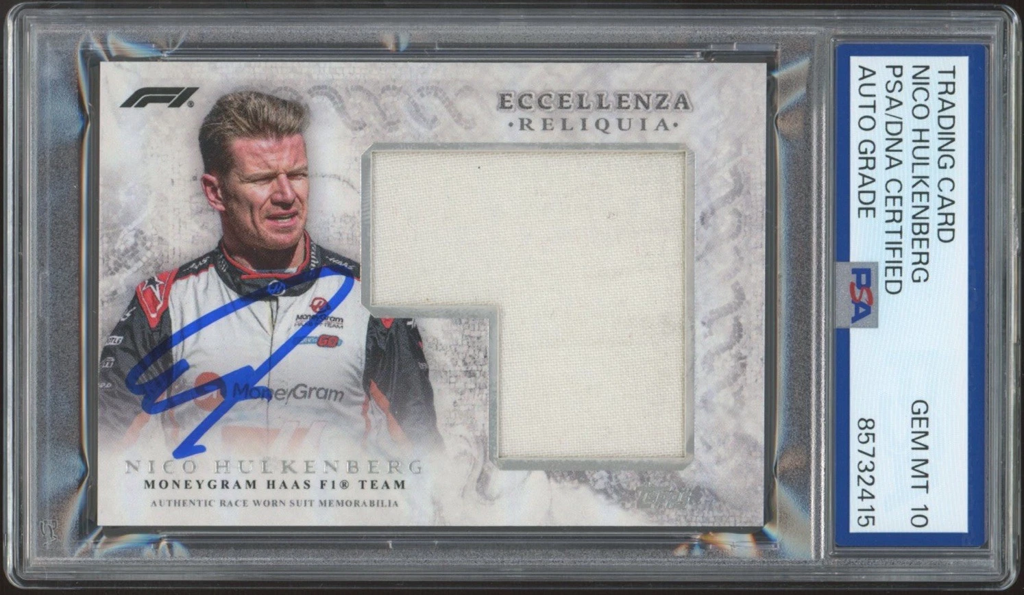 2024 Topps Eccellenza F1 Nico Hulkenberg Race Worn Suit Memorabilia PSA 10 AUTO