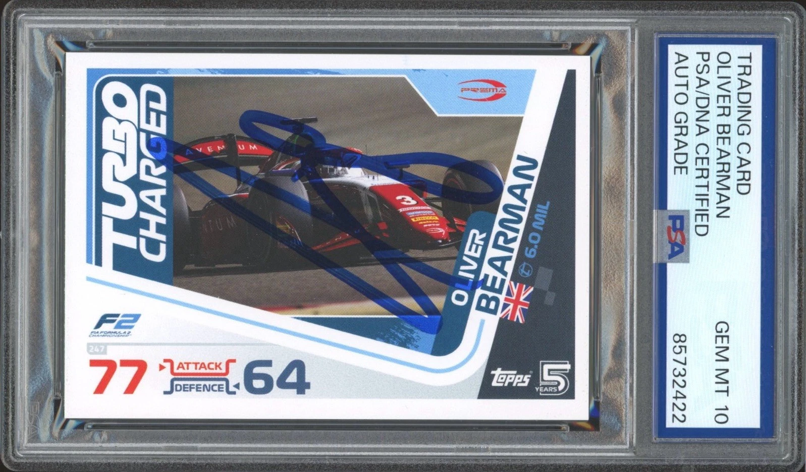 2024 Topps Turbo Attax F1 Oliver Bearman Signed Rookie Card PSA/DNA 10 AUTO RC