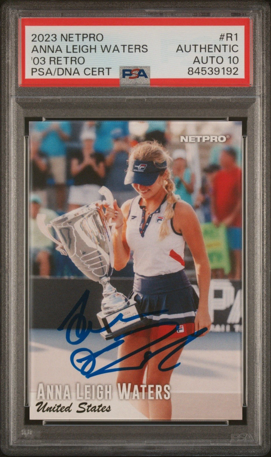 2023 NetPro #R1 Anna Leigh Waters Rookie Card ‘03 Retro /999 PSA/DNA AUTO 10 RC