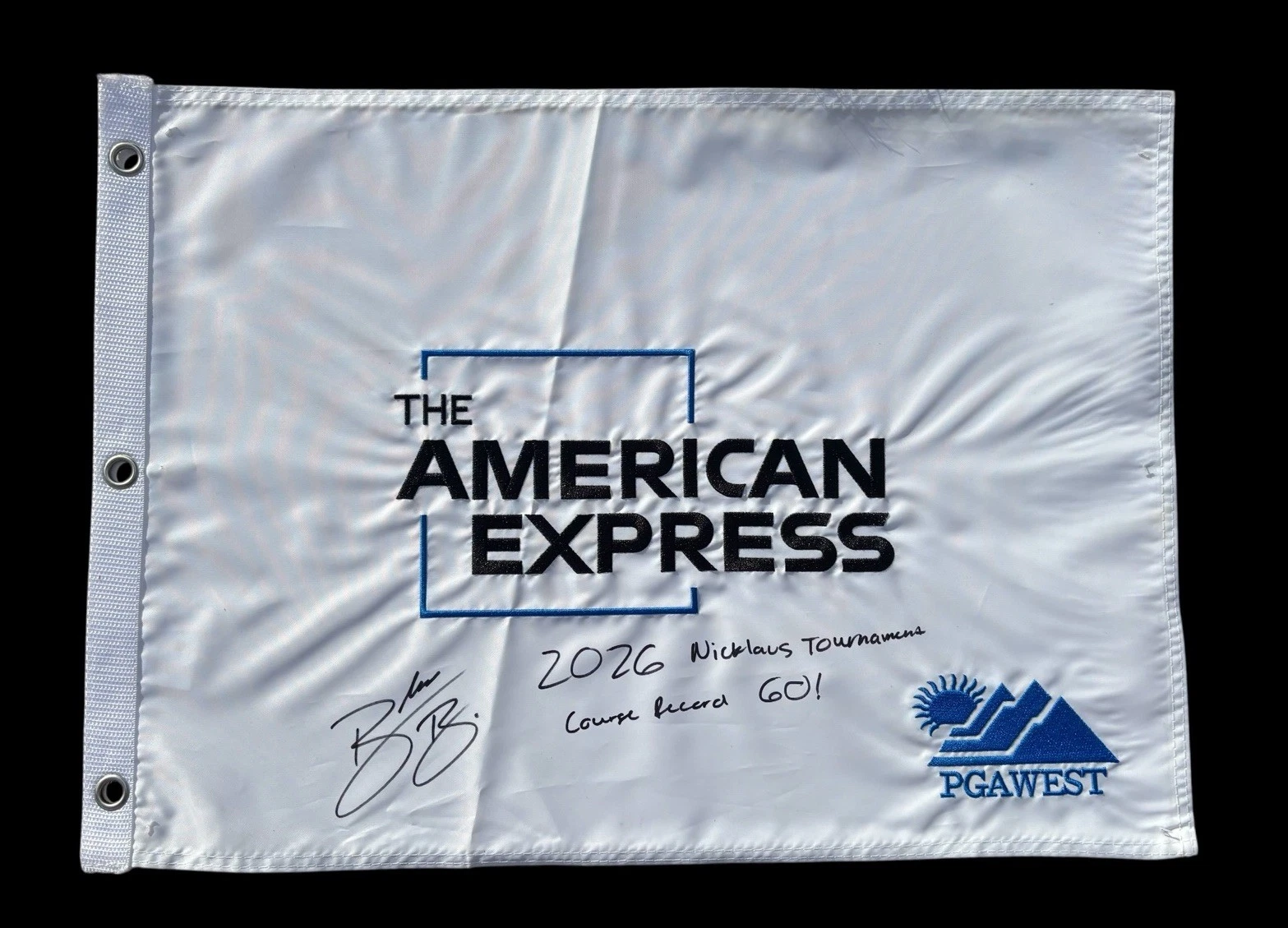 Blades Brown Signed 2026 American Express Golf Flag NT COURSE RECORD 60 PGA TOUR