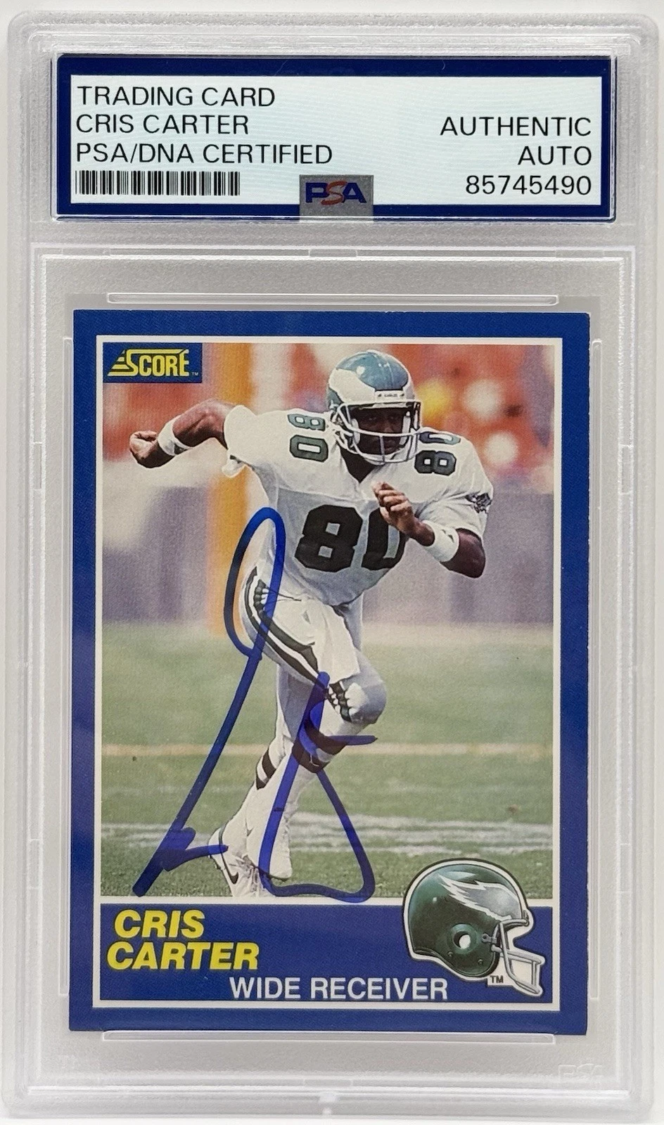 Cris Carter Signed Auto 1989 Score Rookie Card Eagles Vikings PSA/DNA Slabbed