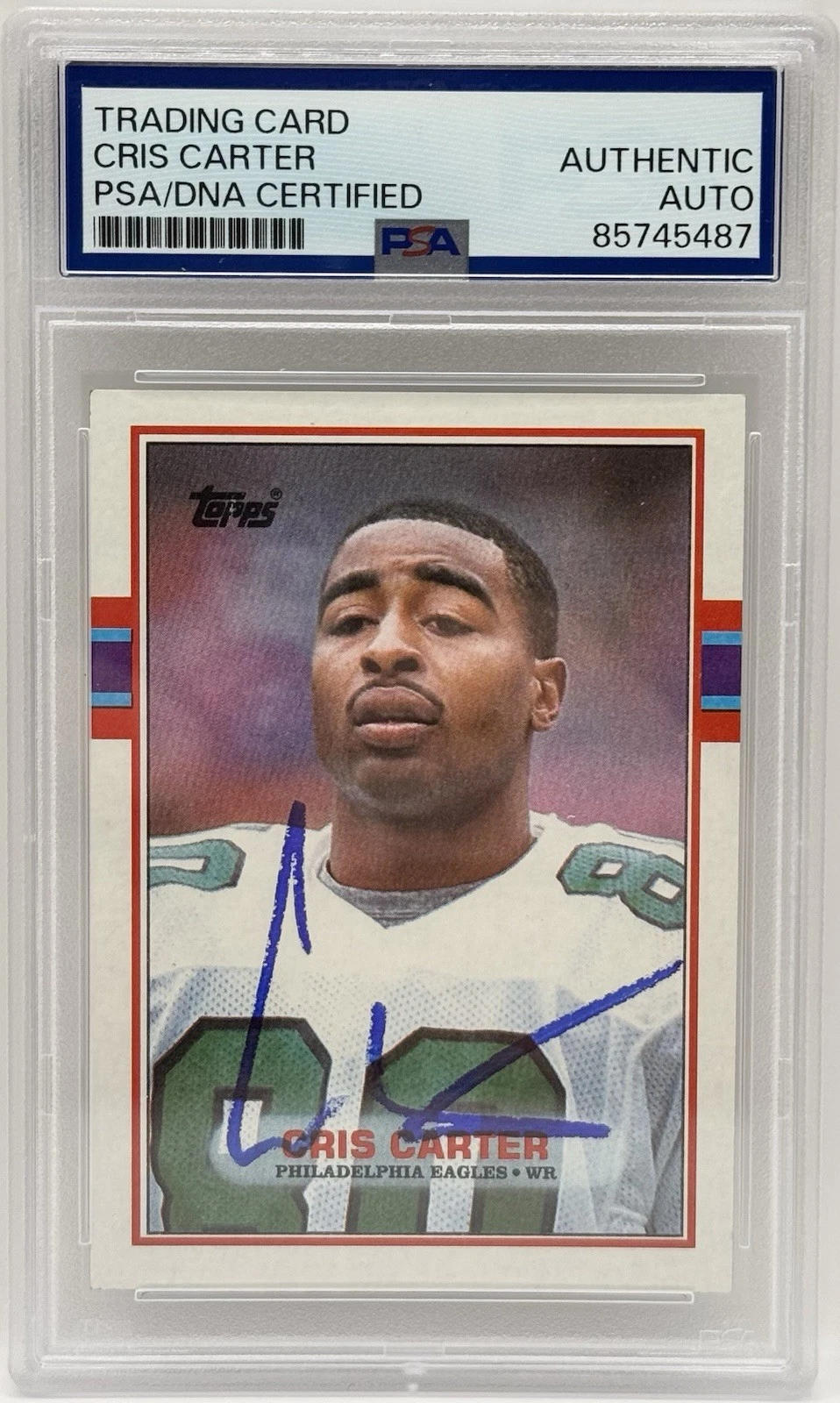 Cris Carter Signed Auto 1989 Topps Rookie Card Eagles Vikings PSA/DNA Slabbed