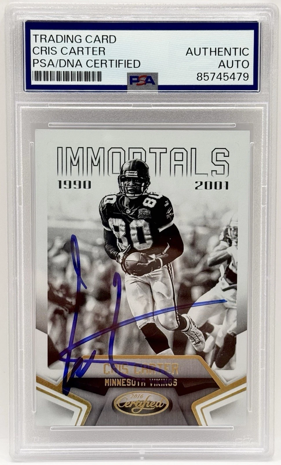 Cris Carter Signed Auto 2016 Certified Card Eagles Vikings PSA/DNA Slabbed