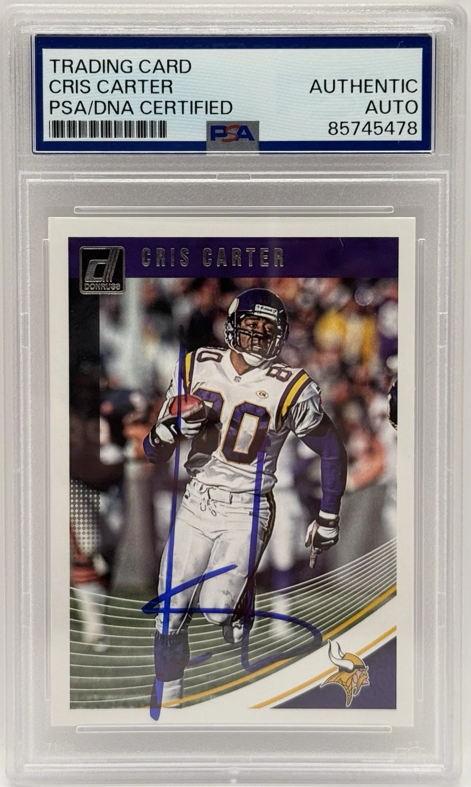 Cris Carter Signed Auto 2018 Donruss Card Eagles Vikings PSA/DNA Slabbed