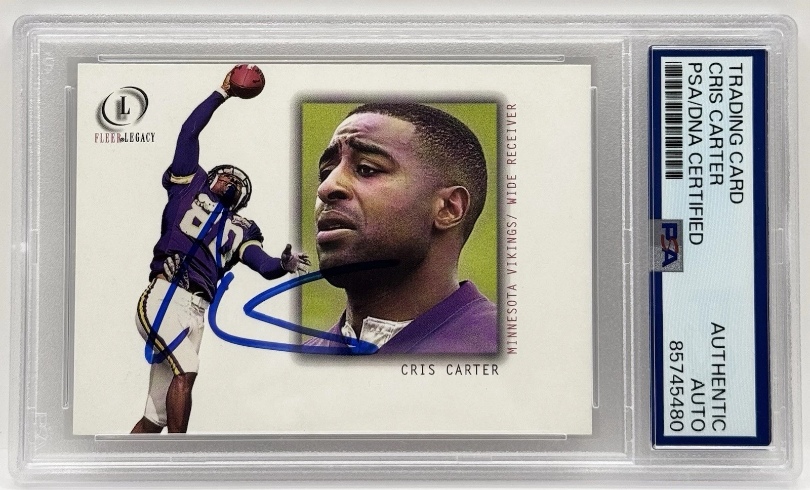 Cris Carter Signed Auto 2001 Fleer Legacy Card Eagles Vikings PSA/DNA Slabbed