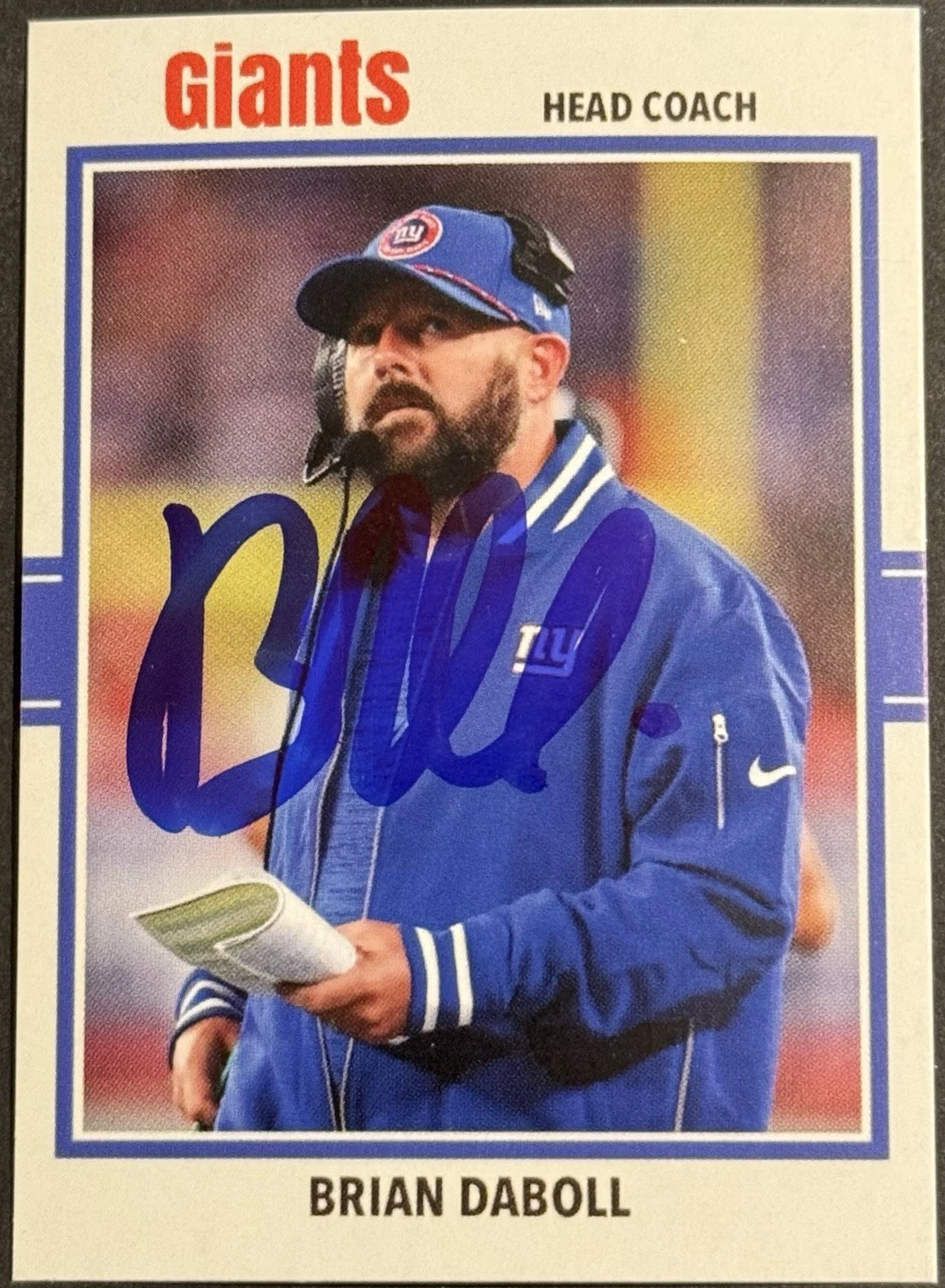 Brian Daboll Signed Autographed Custom New York Giants Card BAS Beckett
