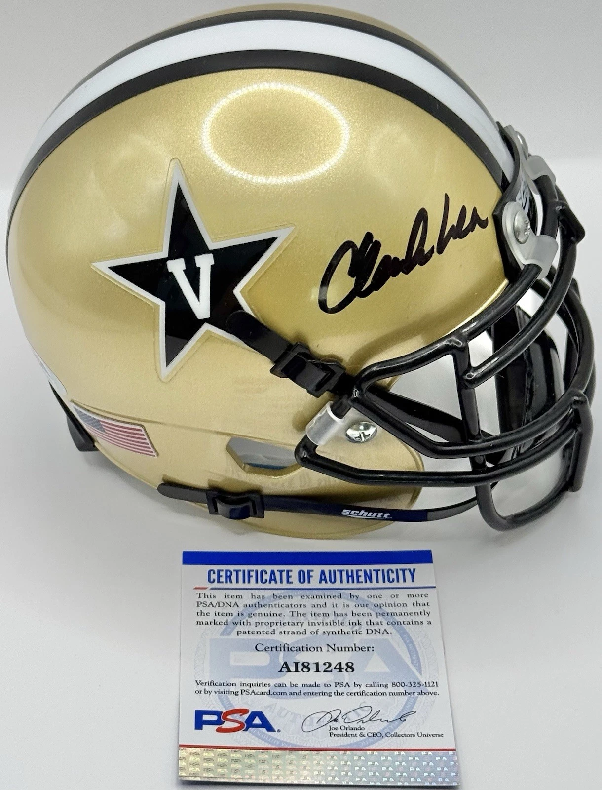 Clark Lea Signed Autographed Vanderbilt Commodores Mini Helmet PSA/DNA COA