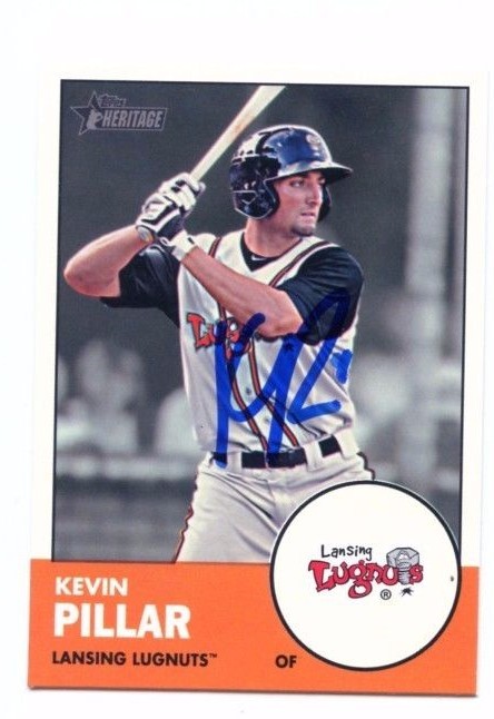 KEVIN PILLAR SIGNED 2012 TOPPS HERITAGE MINORS ROOKIE CARD AUTO