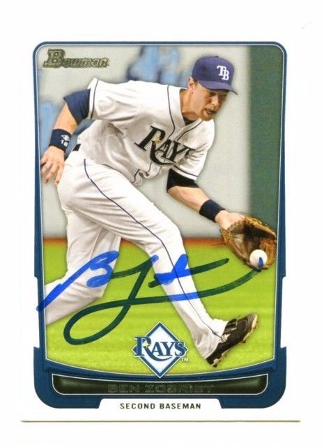 BEN ZOBRIST SIGNED 2012 BOWMAN CARD CHICAGO CUBS AUTO