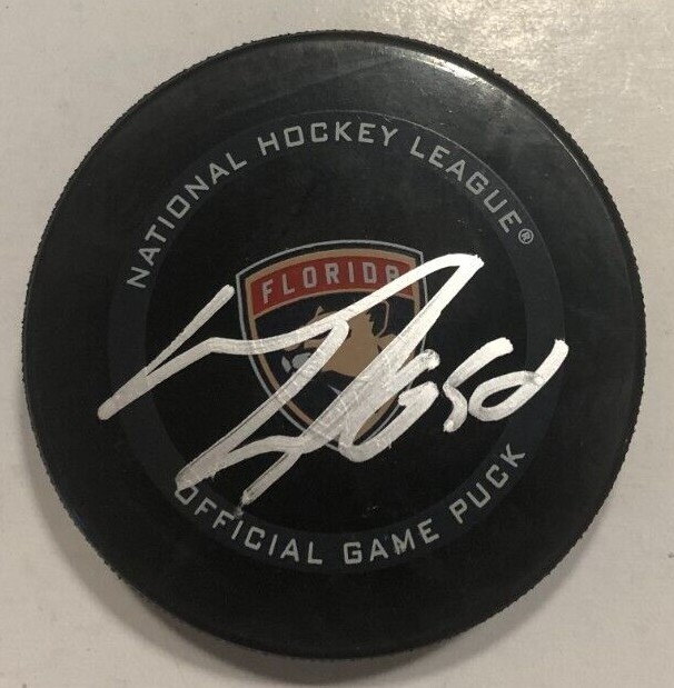 MACKENZIE WEEGAR SIGNED FLORIDA PANTHERS OFFICIAL GAME HOCKEY PUCK W/ CASE COA