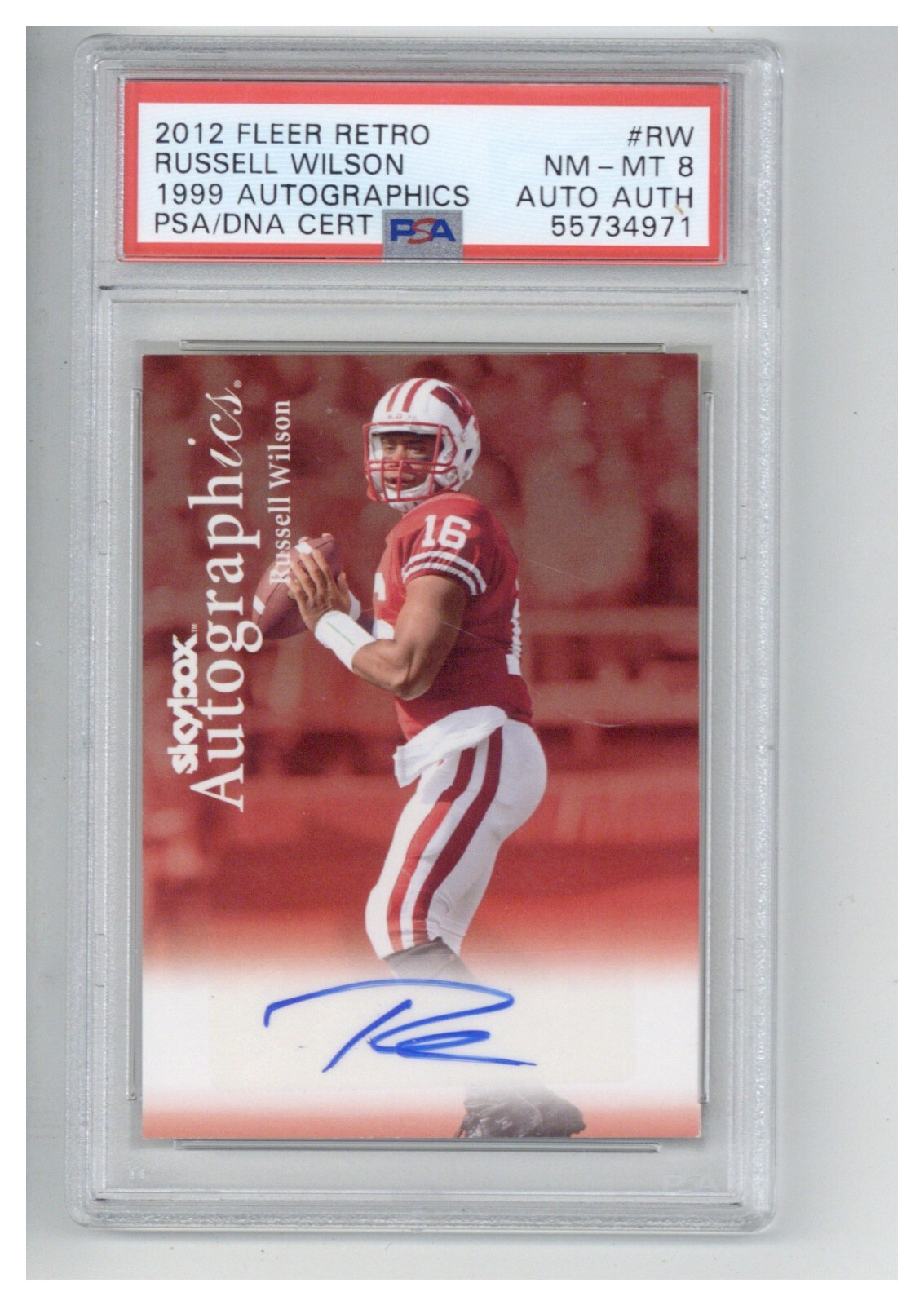 2012 Fleer Retro 1999 Autographics Russell Wilson Auto PSA 8