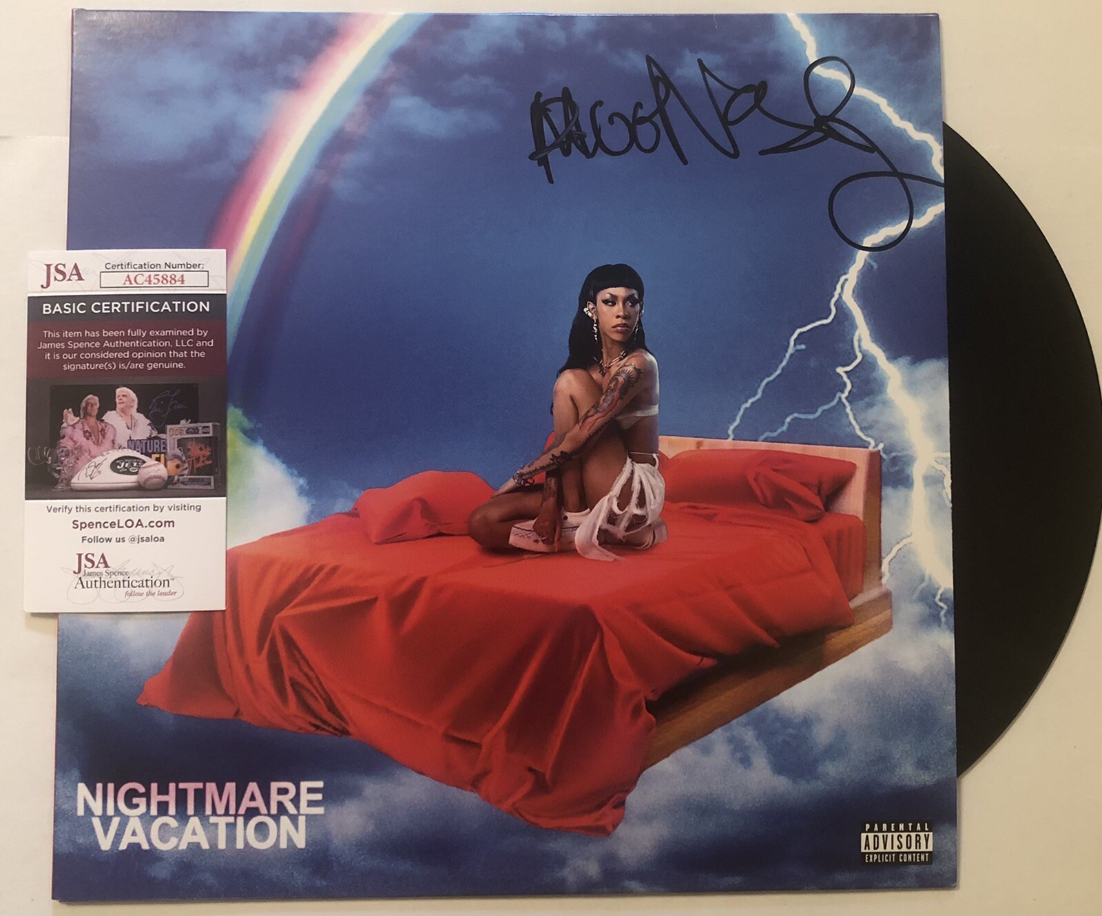 RICO NASTY SIGNED NIGHTMARE VACATION LP VINYL RECORD ALBUM RAPPER PROOF JSA COA