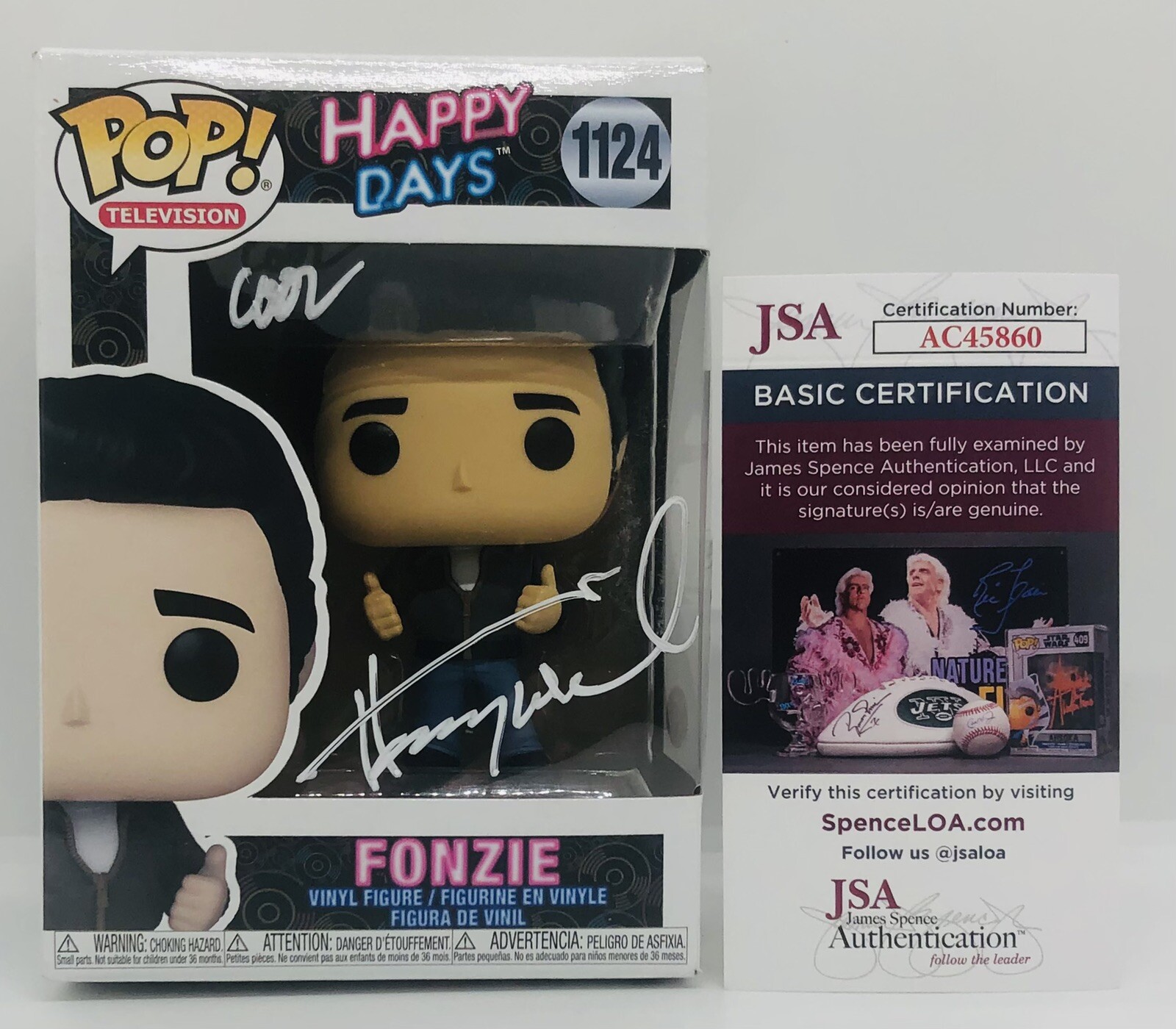 HENRY WINKLER SIGNED FONZIE POP FUNKO FIGURE HAPPY DAYS FONZ JSA COA