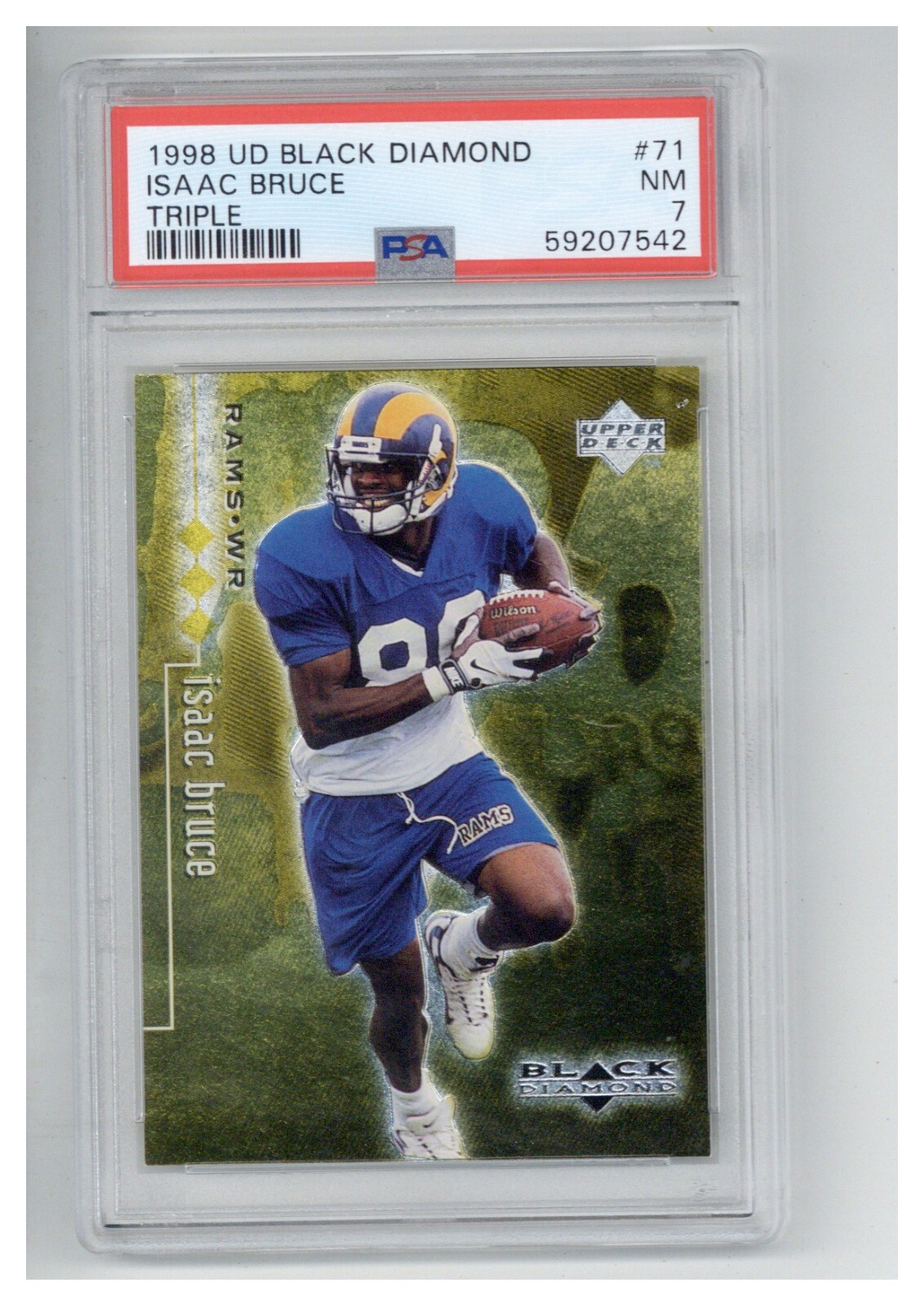 1998 Upper Deck Black Diamond 71 Isaac Bruce Triple PSA 7