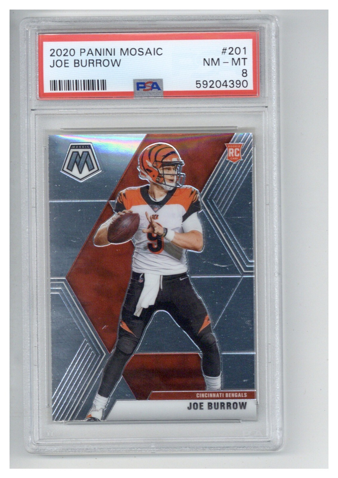 2020 PANINI MOSAIC 201 JOE BURROW PSA 8 COLLECTIBLE MEMORABILIA