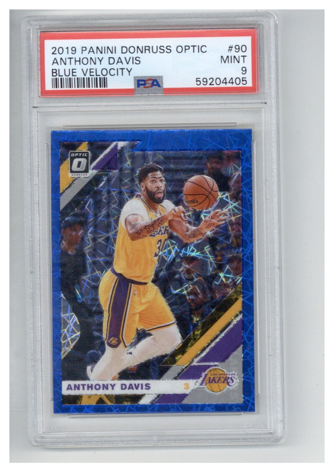 2019 Panini Donruss Optic 90 Anthony Davis Blue Velocity PSA 9
