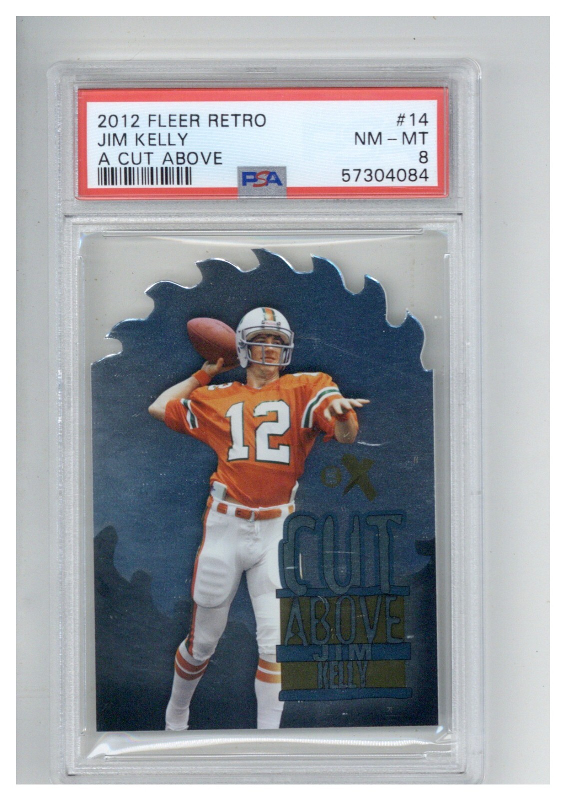 2012 Fleer Retro A Cut Above 14 Jim Kelly PSA 8