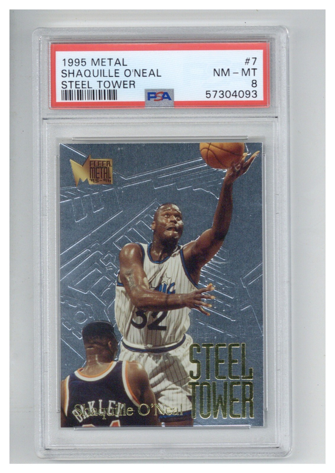 1995 Metal Steel Tower 7 Shaquille O'Neal PSA 8