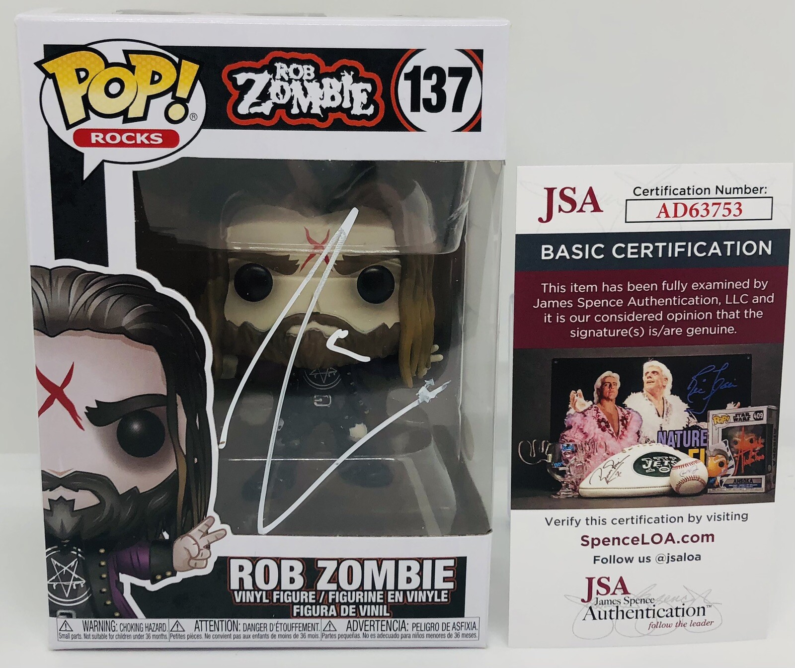 ROB ZOMBIE SIGNED POP ROCKS FUNKO FIGURE WHITE ZOMBIE ROCK LEGEND JSA COA