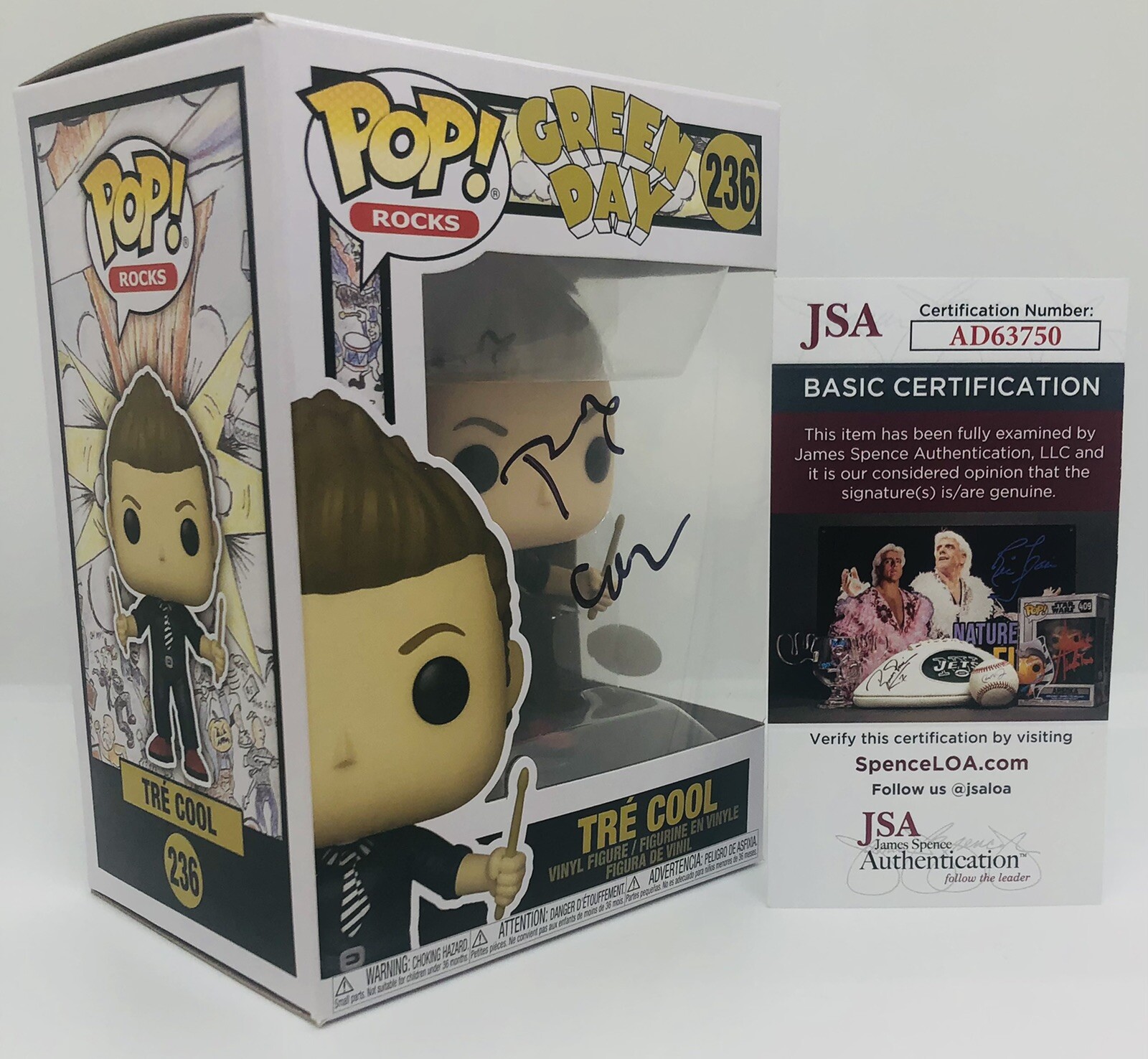 TRE COOL SIGNED POP FUNKO ROCKS FIGURE GREEN DAY BAND DRUMMER JSA COA COLLECTIBLE MEMORABILIA