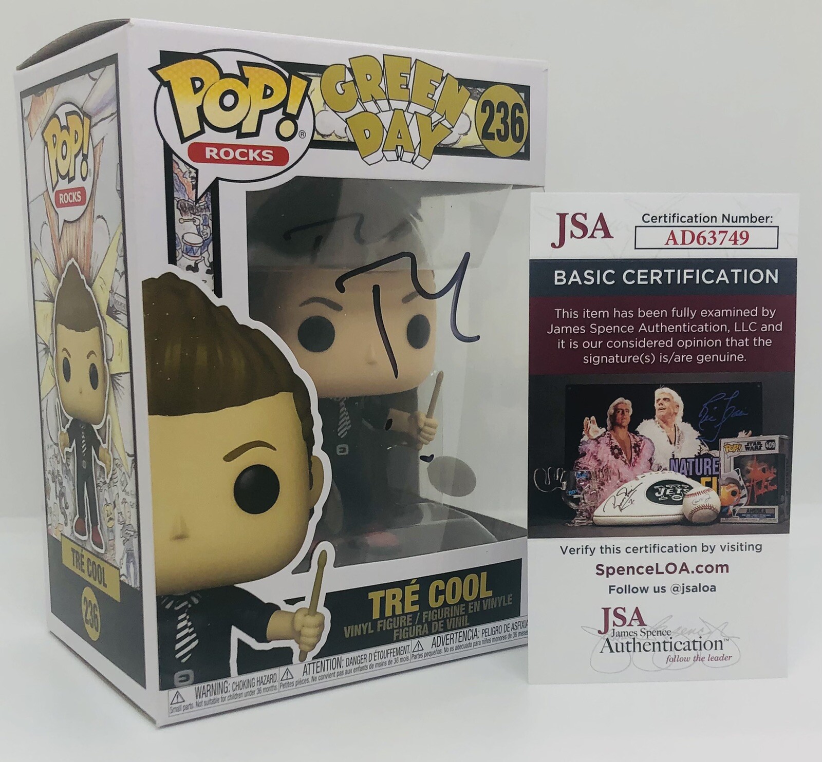 TRE COOL SIGNED POP FUNKO ROCKS FIGURE GREEN DAY BAND DRUMMER JSA COA