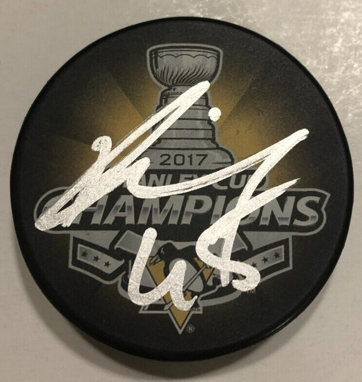 RON HAINSEY SIGNED PITTSBURGH PENGUINS 2017 STANLEY CUP HOCKEY PUCK W/ CASE COA