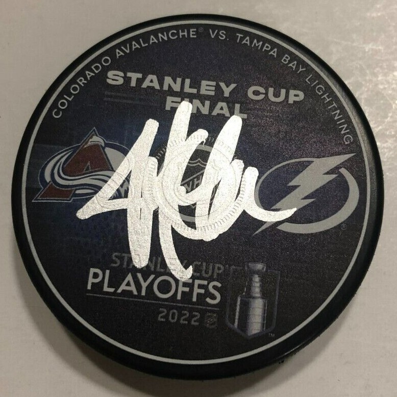 JOSH KROENKE SIGNED COLORADO AVALANCHE 2022 STANLEY CUP HOCKEY PUCK W CASE COA