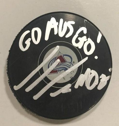 MARC MOSER SIGNED COLORADO AVALANCHE HOCKEY PUCK W CASE COA