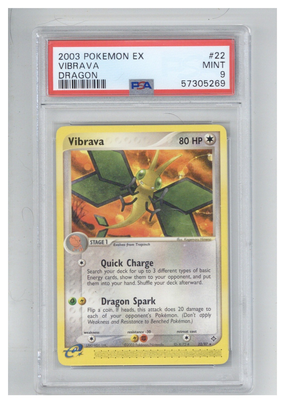 2003 POKEMON EX DRAGON 22 VIBRAVA PSA 9 COLLECTIBLE MEMORABILIA