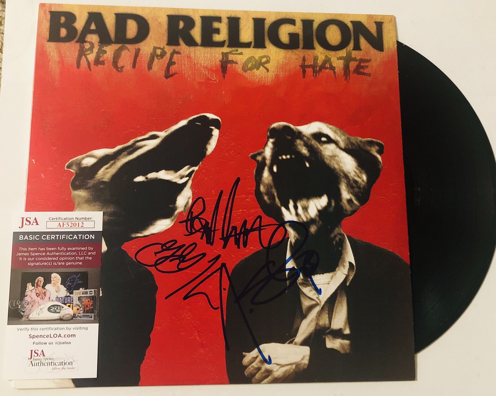 BAD RELIGION SIGNED RECIPE FOR HATE LP VINYL RECORD ALBUM GREG GRAFFIN JSA COA